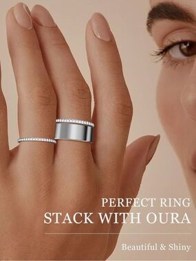 ZOOROO 2-Pack 14K Gold Plated Stackable Bands for Oura Ring Gen 4/Gen 3 CZ Sz 9